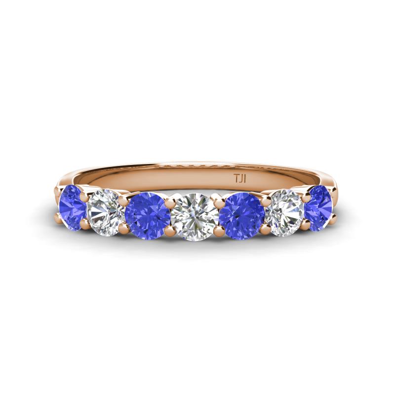 Kathleen 3.40 mm Round Tanzanite and Lab Grown Diamond Wedding Band 