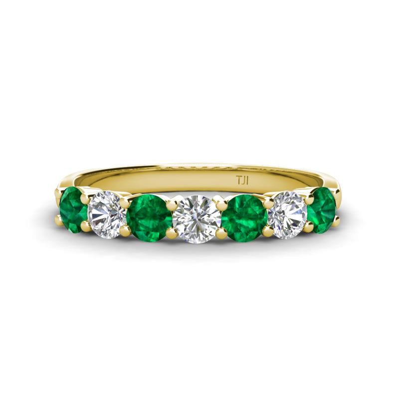 Kathleen 3.40 mm Round Emerald and Lab Grown Diamond Wedding Band 