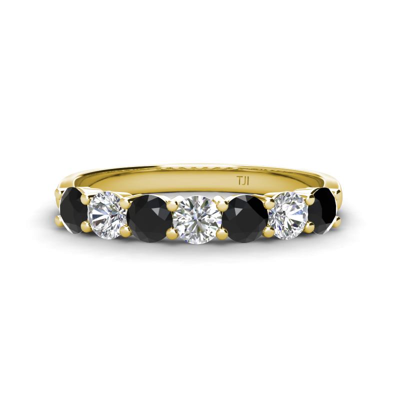 Kathleen 3.40 mm Round Black Diamond and White Lab Grown Diamond Wedding Band 