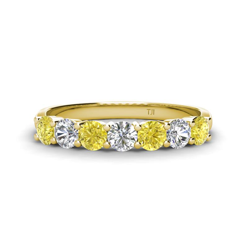 Kathleen 3.40 mm Round Yellow Diamond and White Lab Grown Diamond Wedding Band 