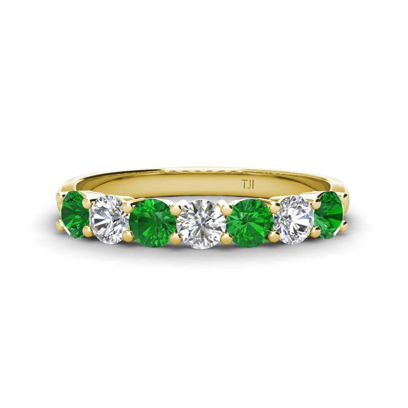 Kathleen 3.40 mm Round Green Garnet and Lab Grown Diamond Wedding Band 