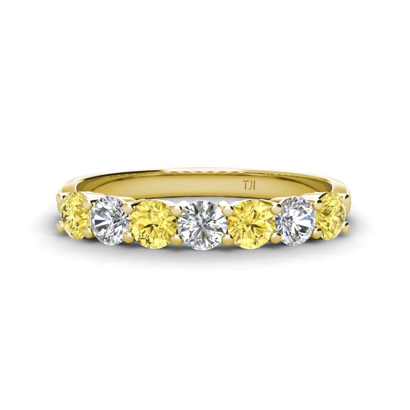 Kathleen 3.40 mm Round Yellow Sapphire and Lab Grown Diamond Wedding Band 