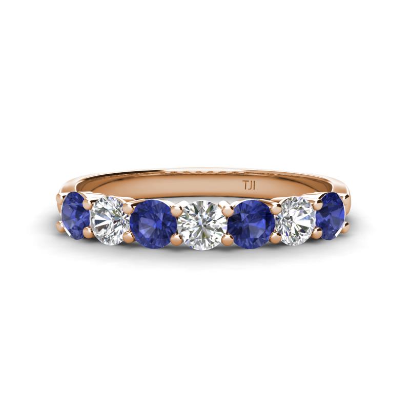Kathleen 3.40 mm Round Iolite and Lab Grown Diamond Wedding Band 
