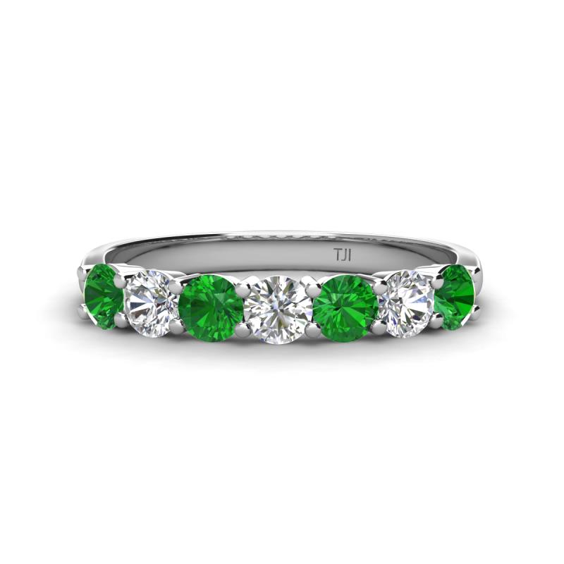 Kathleen 3.40 mm Round Green Garnet and Lab Grown Diamond Wedding Band 
