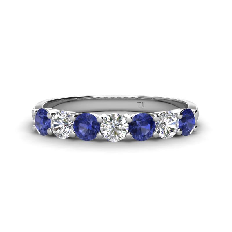Kathleen 3.40 mm Round Iolite and Lab Grown Diamond Wedding Band 