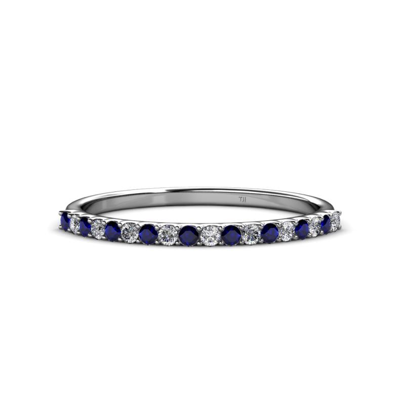 Iskra 1.50 mm Round Blue Sapphire and Lab Grown Diamond 18 Stone Wedding Band 