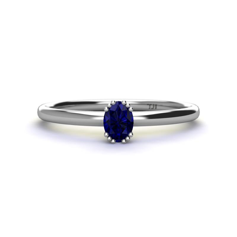 Orla Oval Cut Blue Sapphire Solitaire Engagement Ring Oval Cut x ct Blue Sapphire Womens Solitaire Engagement Ring K White Gold