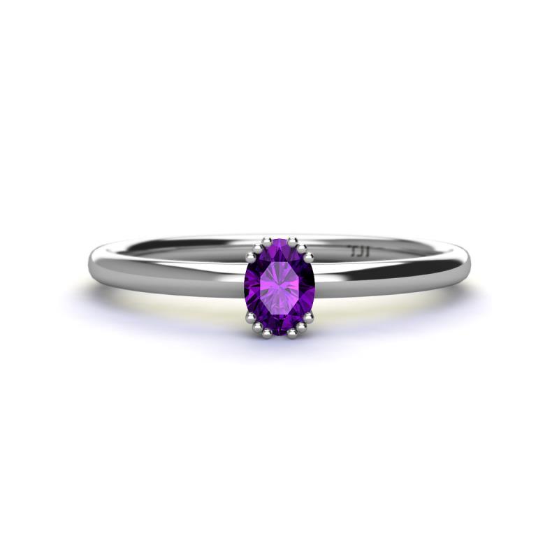 Orla Oval Cut Amethyst Solitaire Engagement Ring 