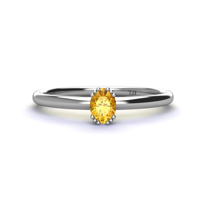 Orla Oval Cut Citrine Solitaire Engagement Ring 