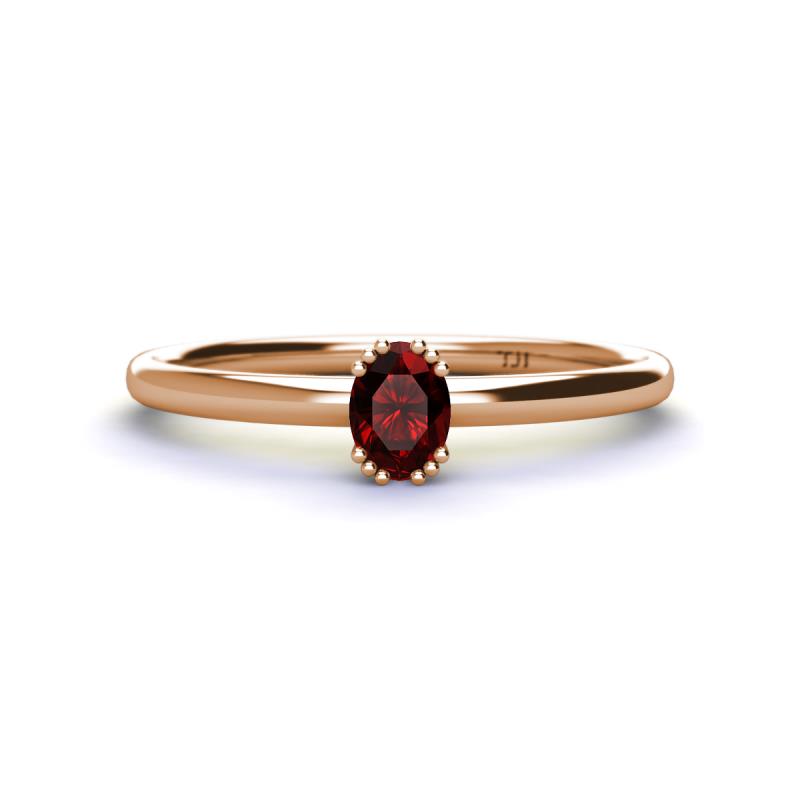 Orla Oval Cut Red Garnet Solitaire Engagement Ring 