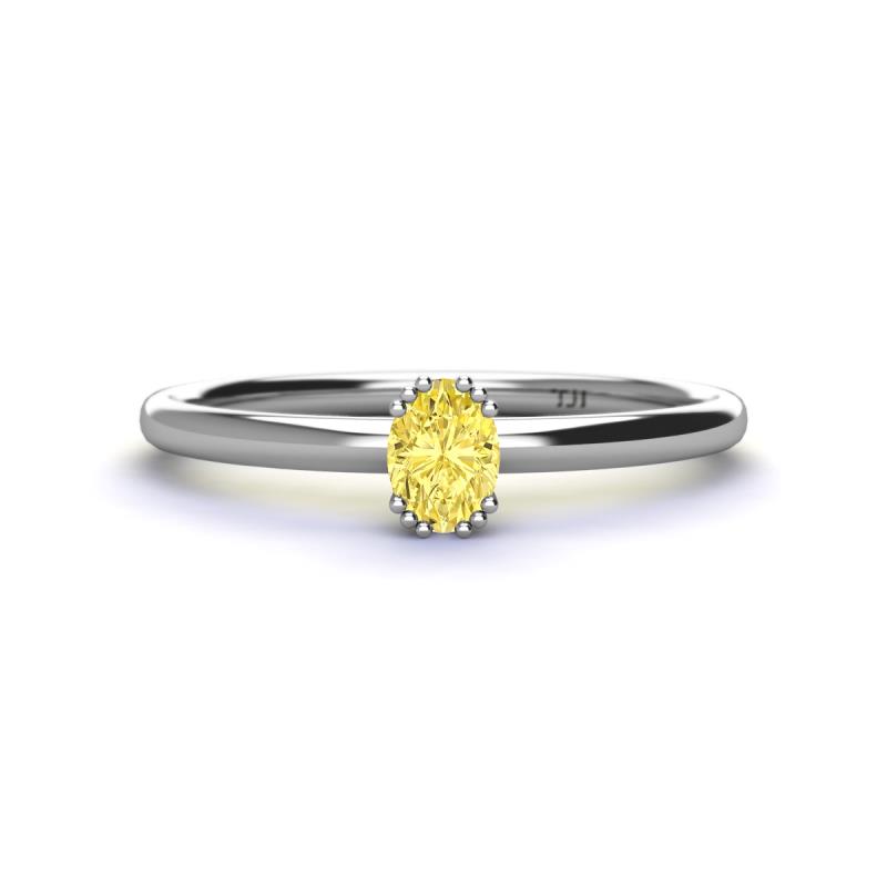 Orla Oval Cut Yellow Sapphire Solitaire Engagement Ring 