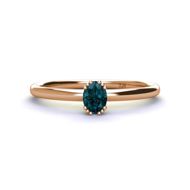 Orla Oval Cut London Blue Topaz Solitaire Engagement Ring 