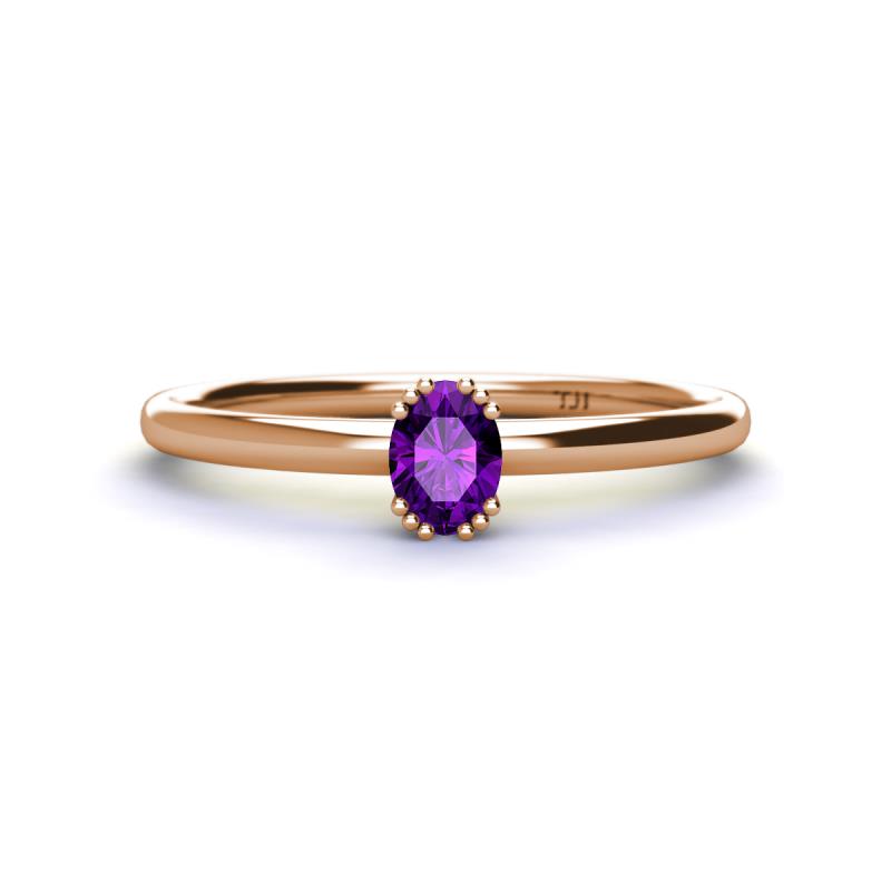 Orla Oval Cut Amethyst Solitaire Engagement Ring 