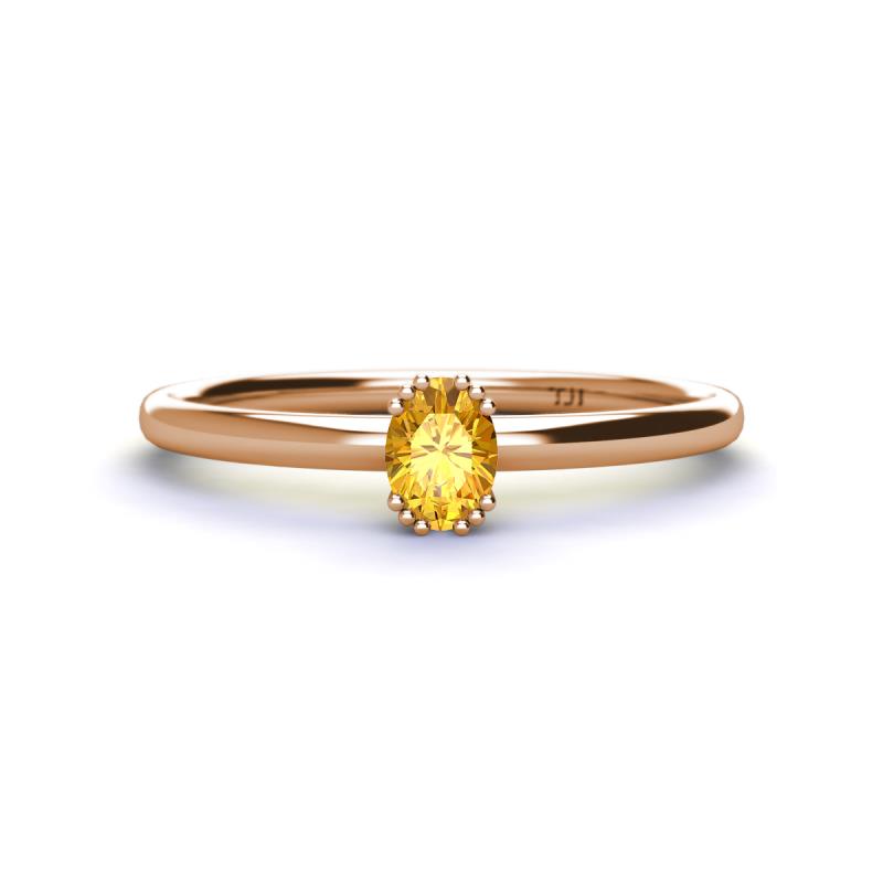 Orla Oval Cut Citrine Solitaire Engagement Ring 
