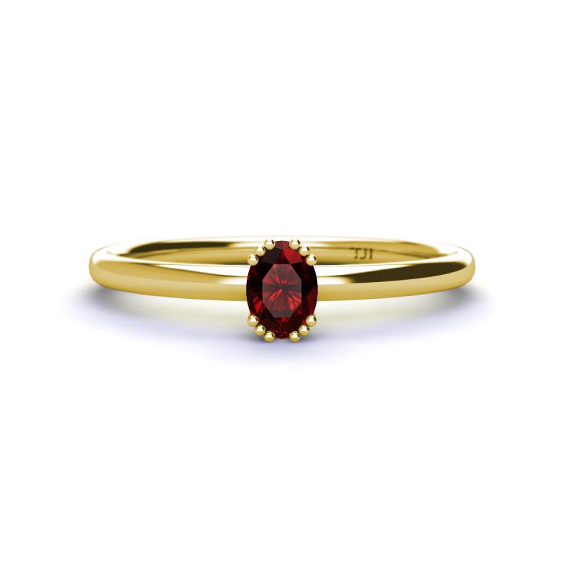 Orla Oval Cut Red Garnet Solitaire Engagement Ring 