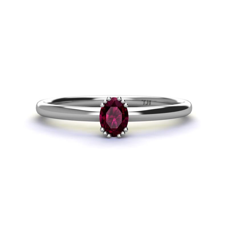 Orla Oval Cut Rhodolite Garnet Solitaire Engagement Ring 