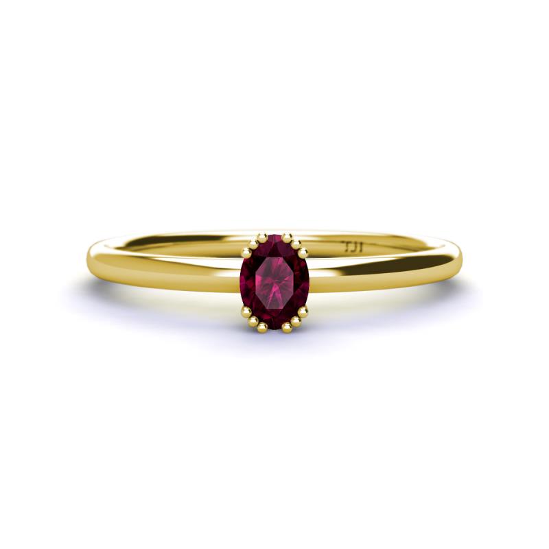 Orla Oval Cut Rhodolite Garnet Solitaire Engagement Ring 
