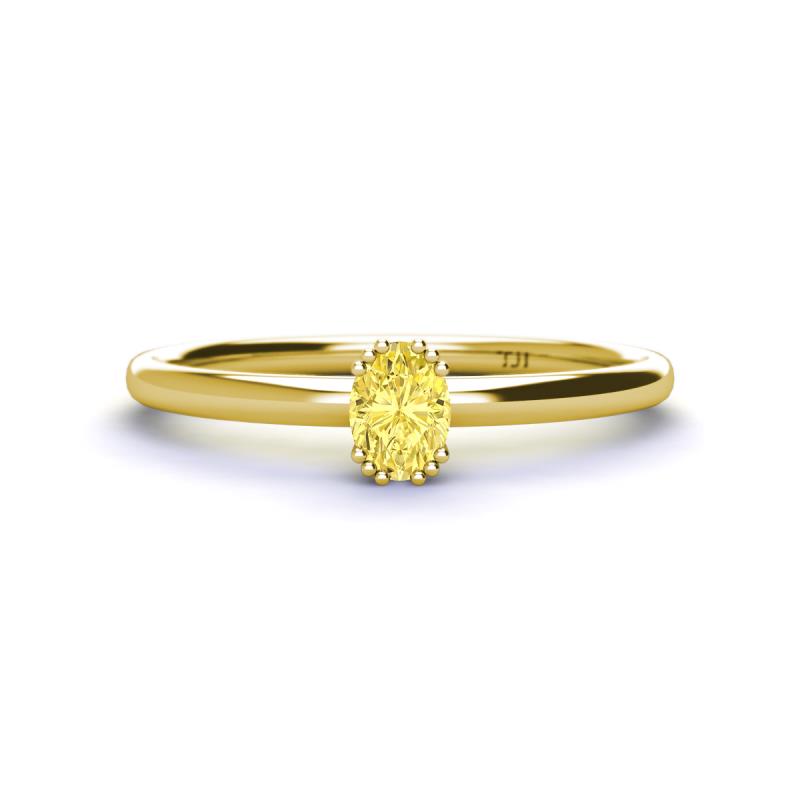 Orla Oval Cut Yellow Sapphire Solitaire Engagement Ring 