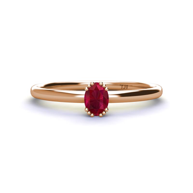Orla Oval Cut Ruby Solitaire Engagement Ring 