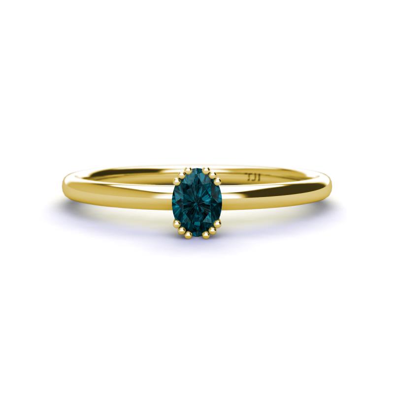 Orla Oval Cut London Blue Topaz Solitaire Engagement Ring 