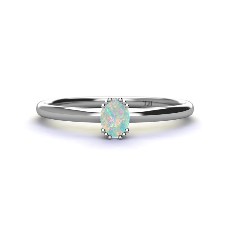 Orla Oval Cut Opal Solitaire Engagement Ring 