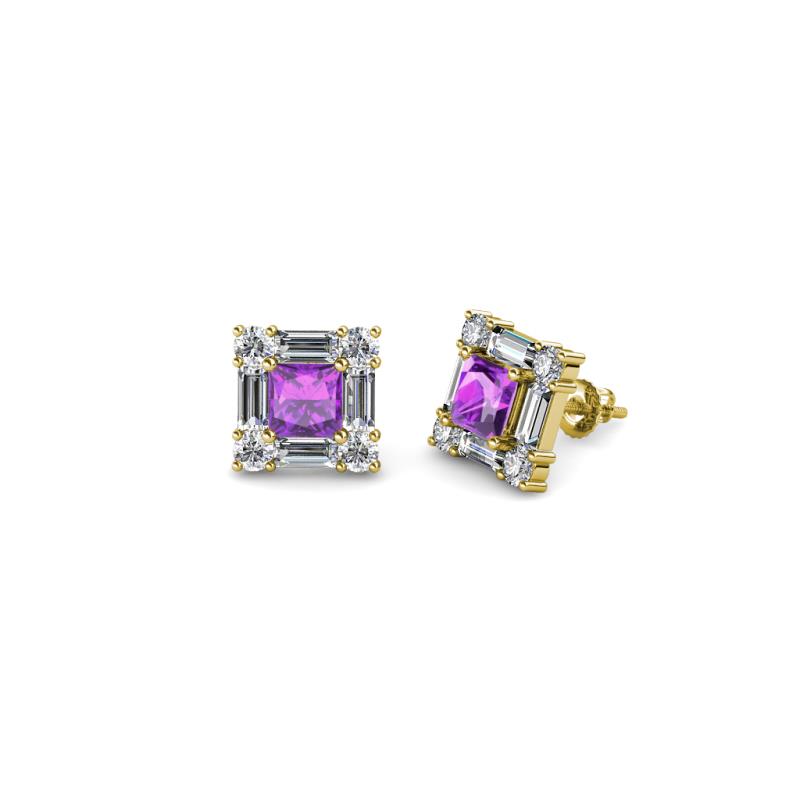 Katheryn Amethyst and Diamond Halo Stud Earrings 