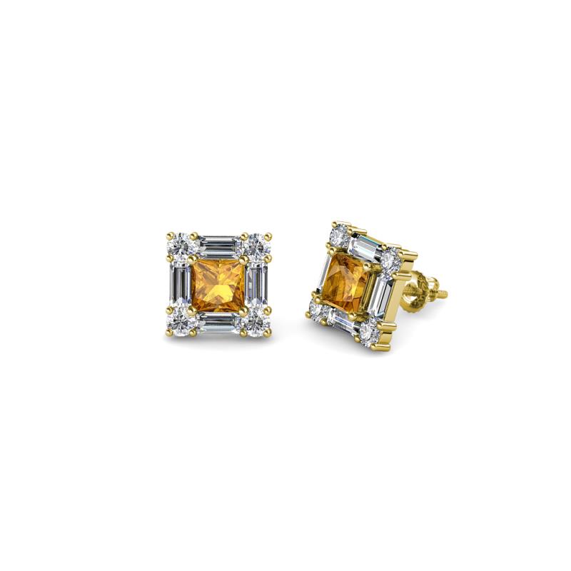 Katheryn Citrine and Diamond Halo Stud Earrings 