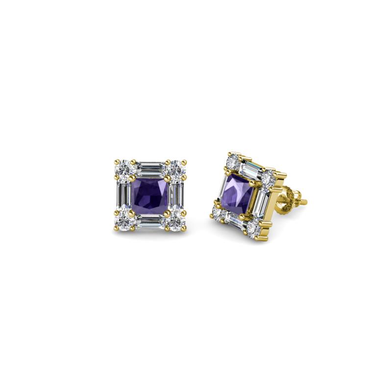 Katheryn Iolite and Diamond Halo Stud Earrings 