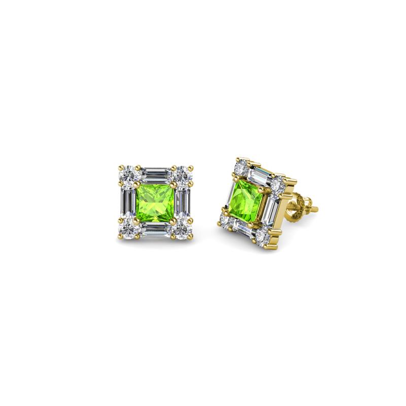 Katheryn Peridot and Diamond Halo Stud Earrings 