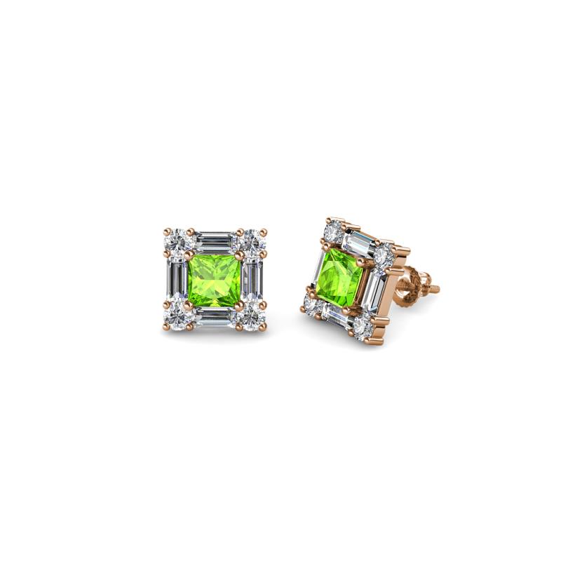 Katheryn Peridot and Diamond Halo Stud Earrings 