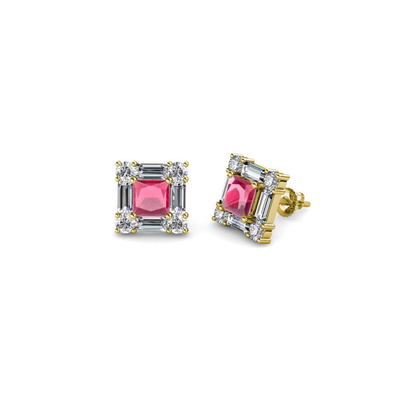 Katheryn Rhodolite Garnet and Diamond Halo Stud Earrings 