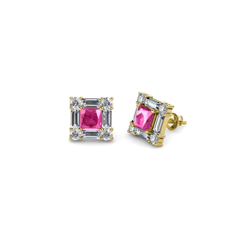 Katheryn Pink Sapphire and Diamond Halo Stud Earrings 