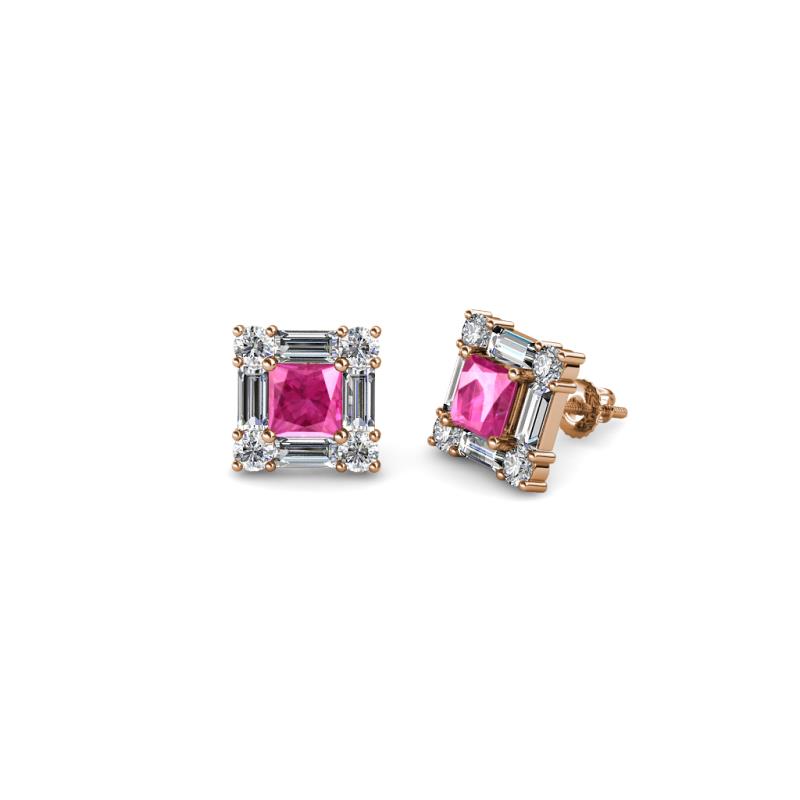 Katheryn Pink Sapphire and Diamond Halo Stud Earrings 