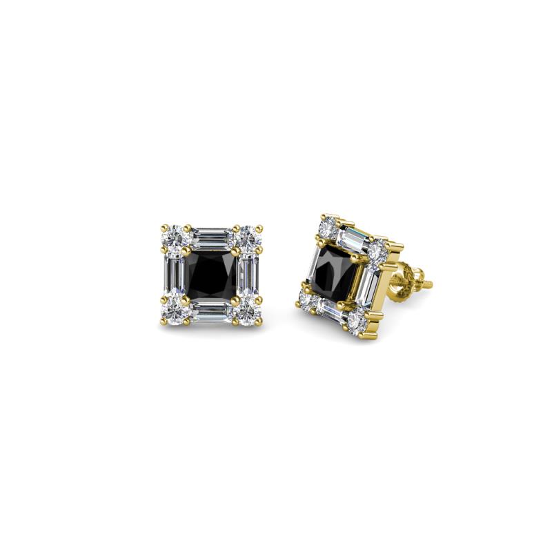 Katheryn Black and White Diamond Halo Stud Earrings 