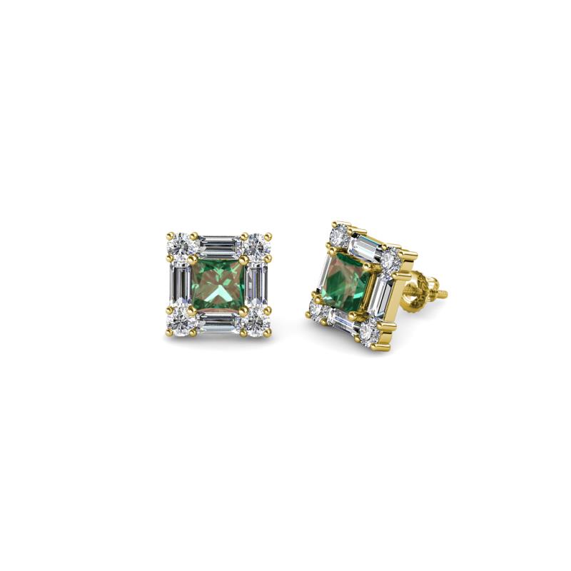 Katheryn Diamond and Lab Created Alexandrite Halo Stud Earrings 