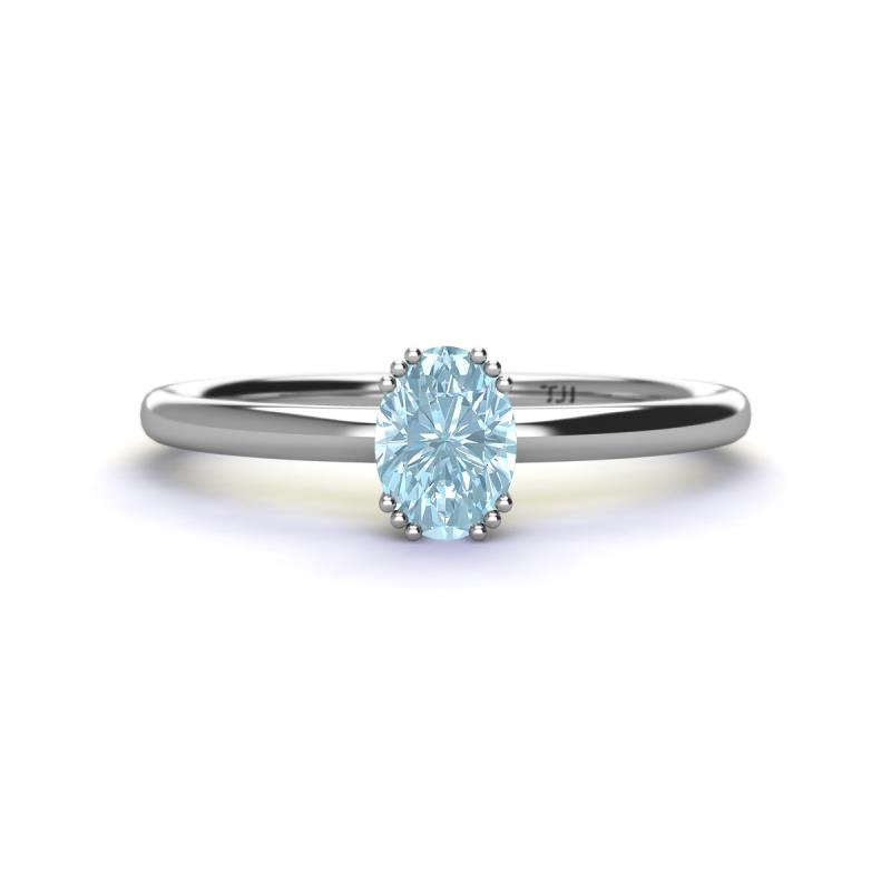 Orla Oval Cut Aquamarine Solitaire Engagement Ring 