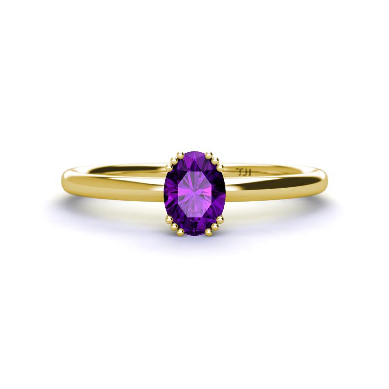 Orla Oval Cut Amethyst Solitaire Engagement Ring 