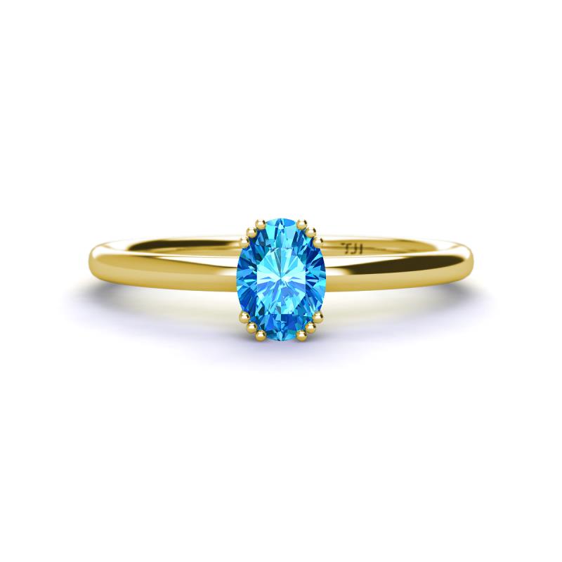 Orla Oval Cut Blue Topaz Solitaire Engagement Ring 