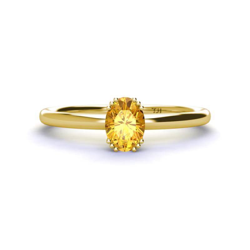 Orla Oval Cut Citrine Solitaire Engagement Ring 