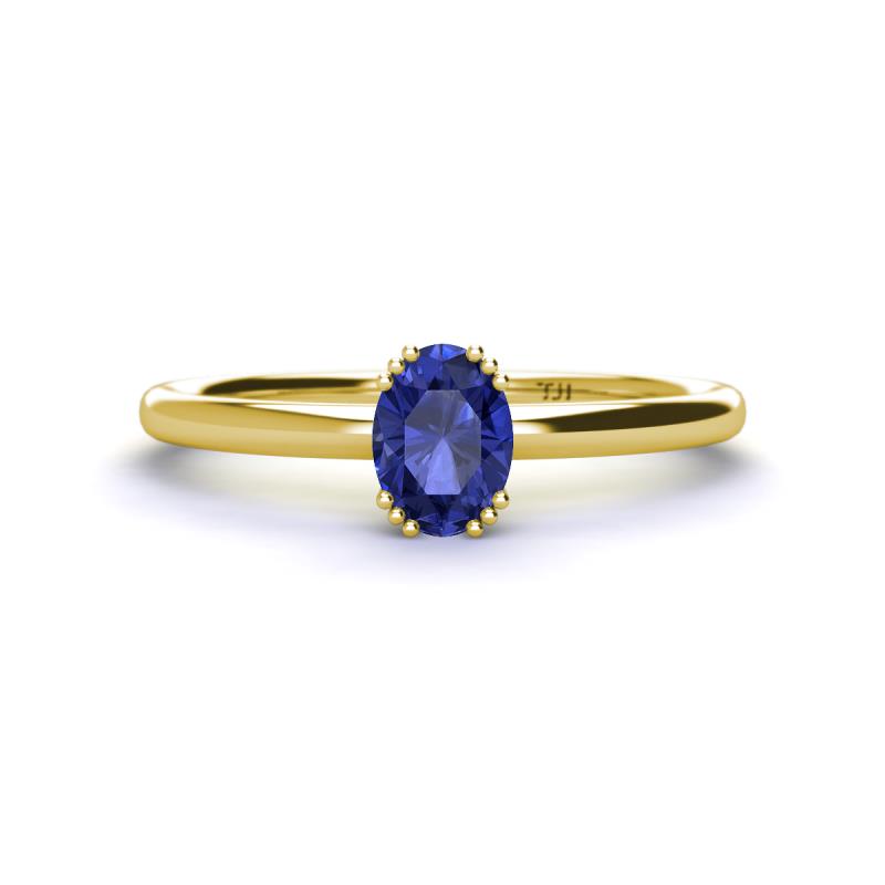 Orla Oval Cut Iolite Solitaire Engagement Ring 