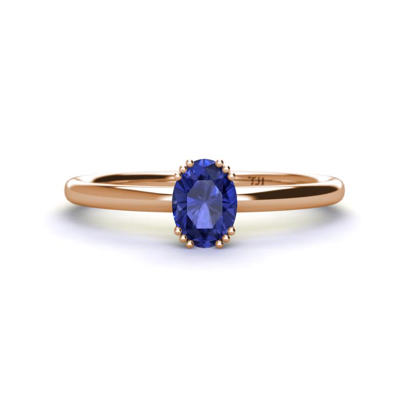 Orla Oval Cut Iolite Solitaire Engagement Ring 