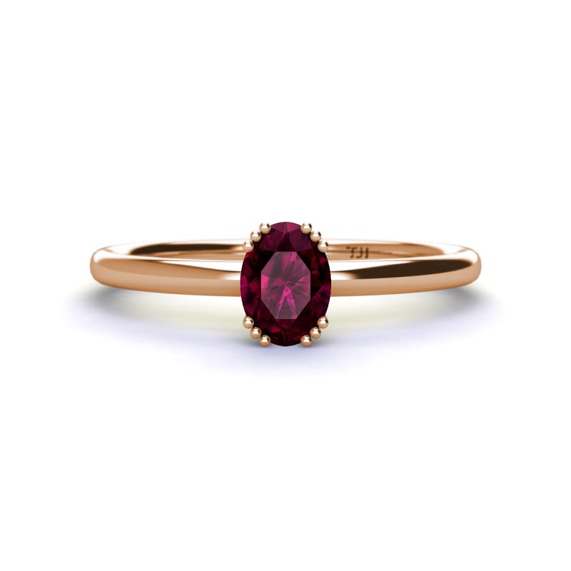Orla Oval Cut Rhodolite Garnet Solitaire Engagement Ring 