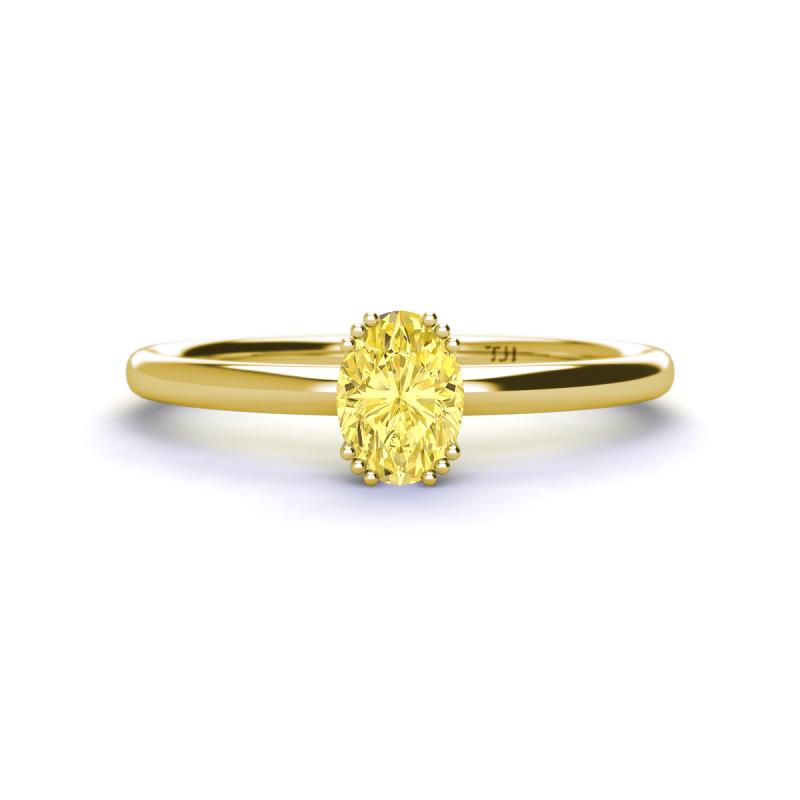 Orla Oval Cut Yellow Sapphire Solitaire Engagement Ring 