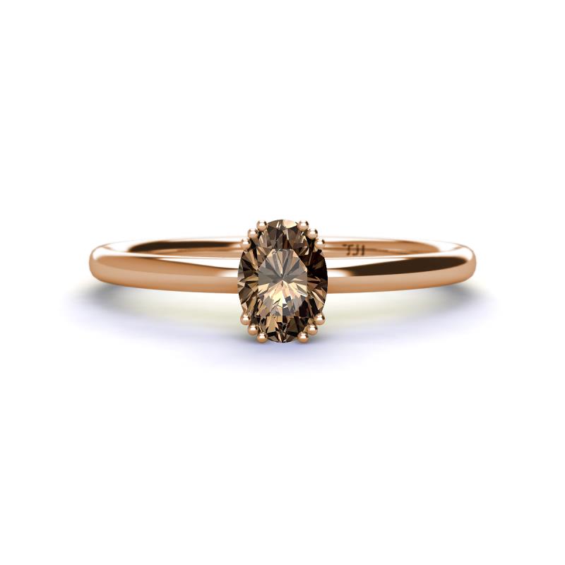 Orla Oval Cut Smoky Quartz Solitaire Engagement Ring 