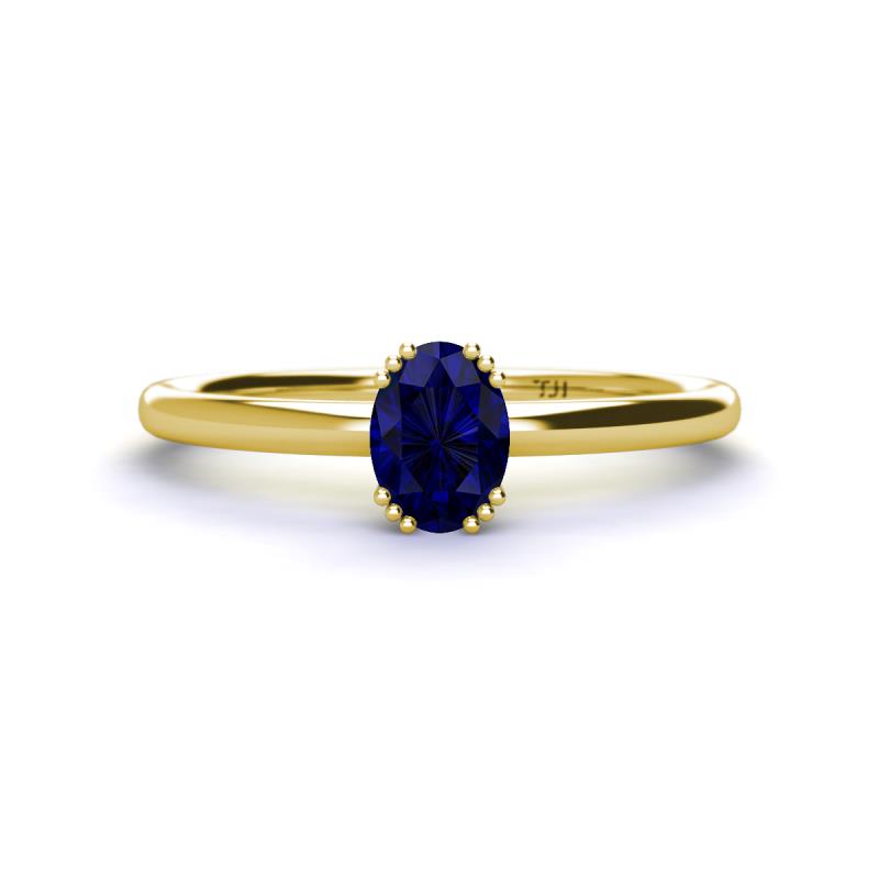Orla Oval Cut Blue Sapphire Solitaire Engagement Ring 