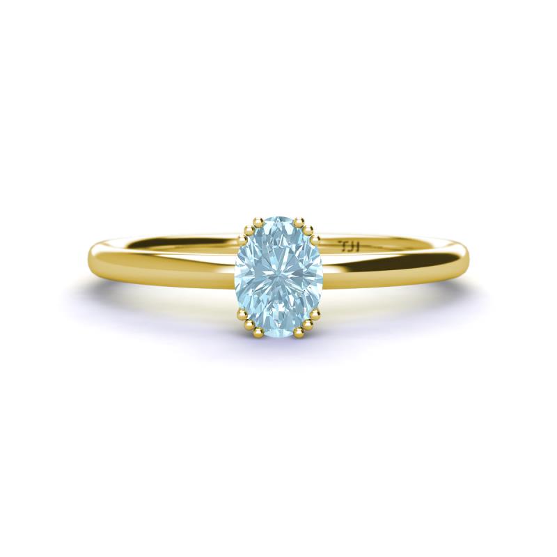 Orla Oval Cut Aquamarine Solitaire Engagement Ring 