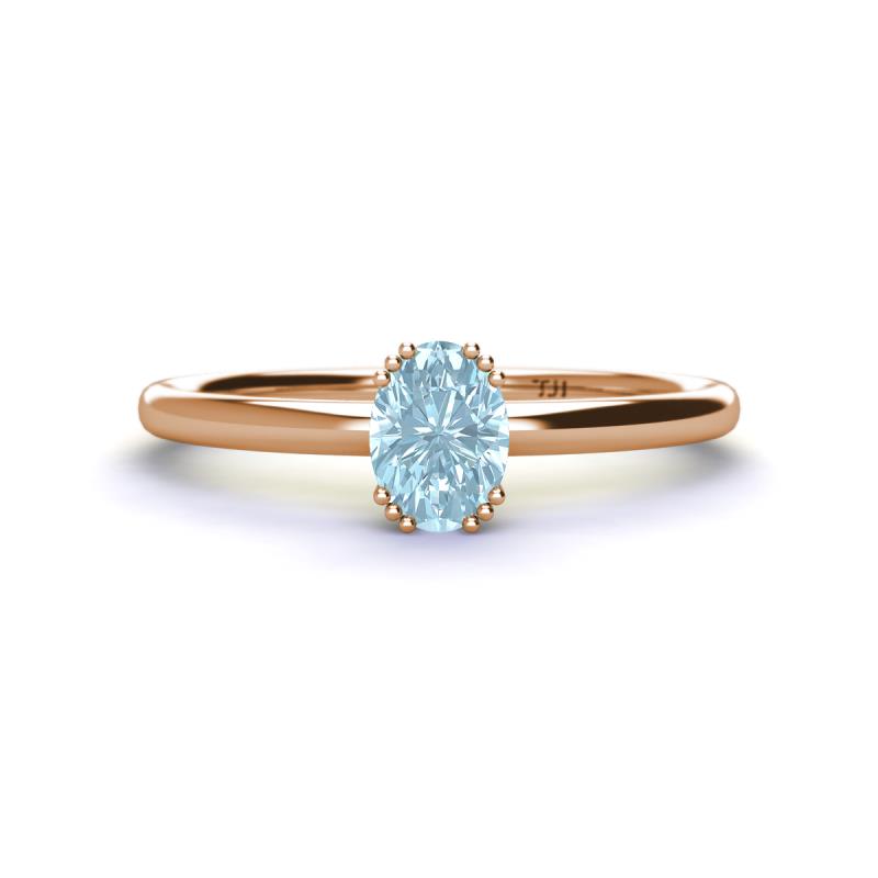 Orla Oval Cut Aquamarine Solitaire Engagement Ring 