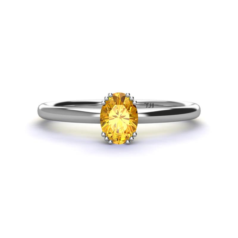 Orla Oval Cut Citrine Solitaire Engagement Ring 