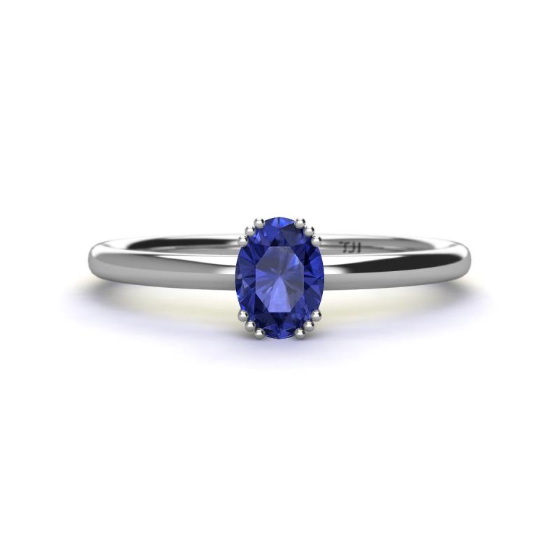 Orla Oval Cut Iolite Solitaire Engagement Ring 