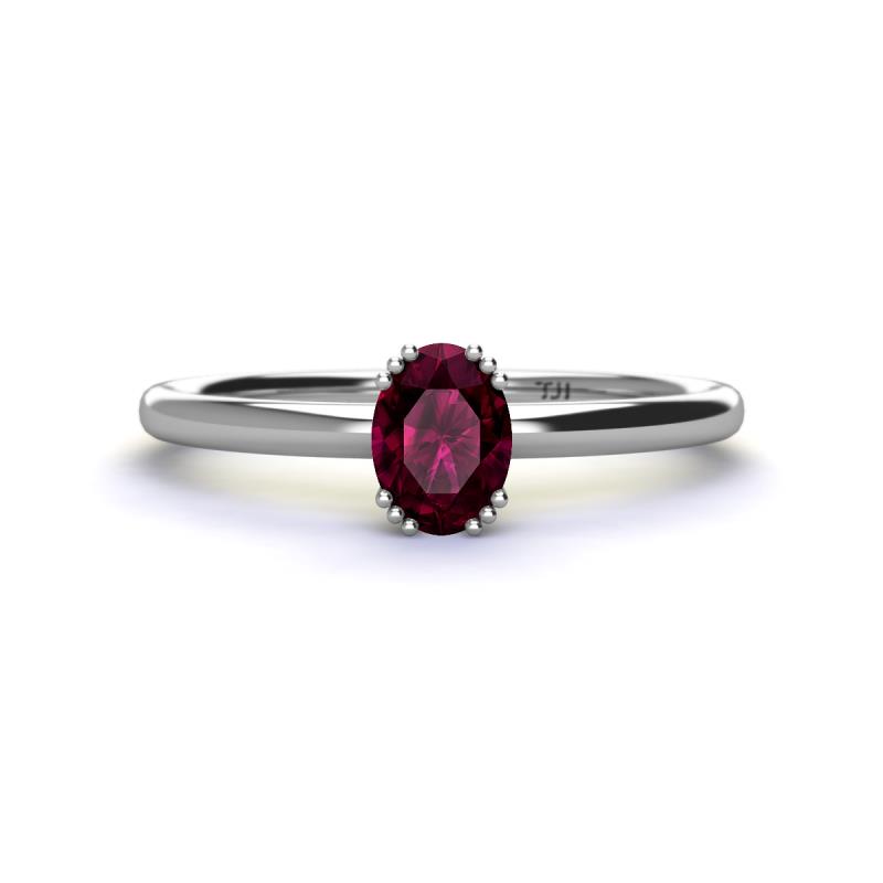 Orla Oval Cut Rhodolite Garnet Solitaire Engagement Ring 